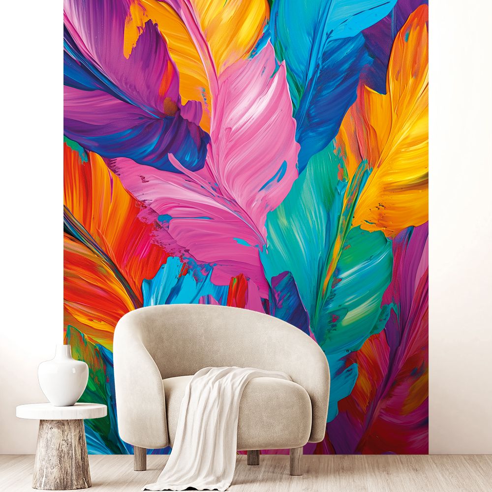 Papier peint "Plumes colorées abstraites"