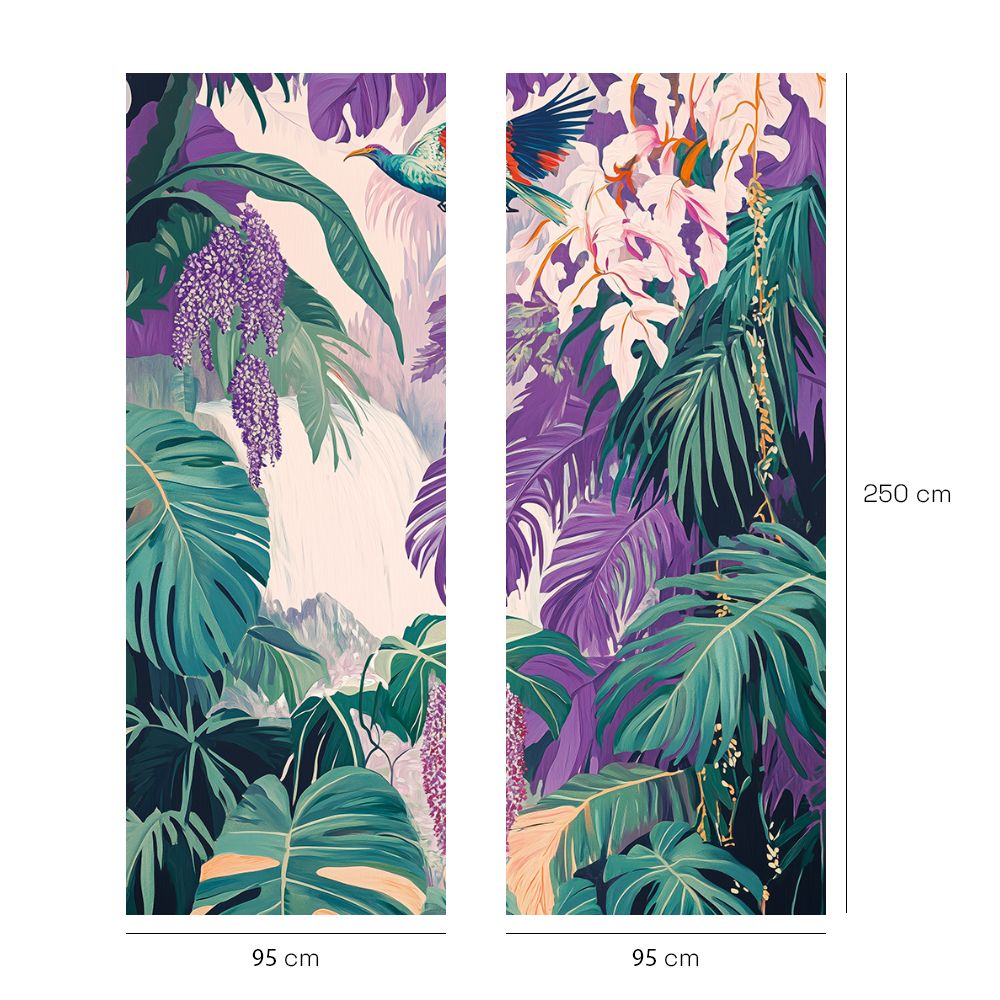 Papier peint "Jungle exotique colorée"