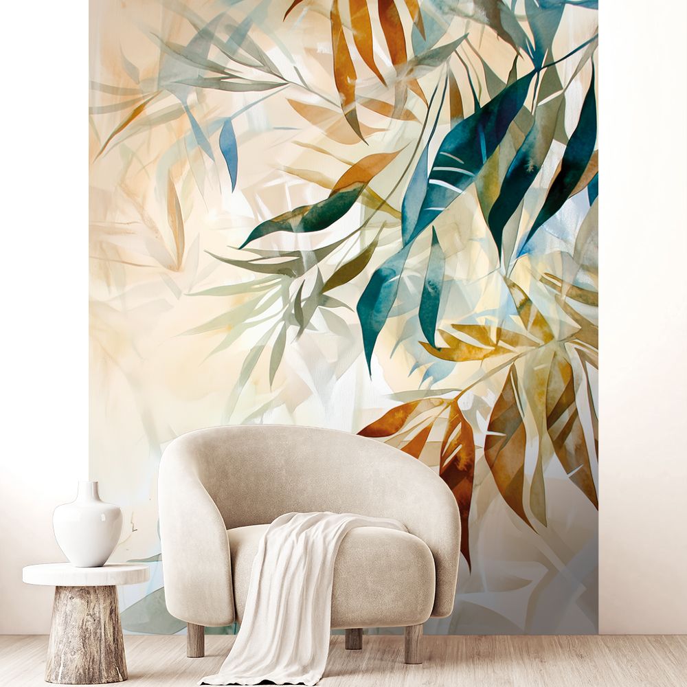 Papier peint "Feuilles colorées apaisantes"
