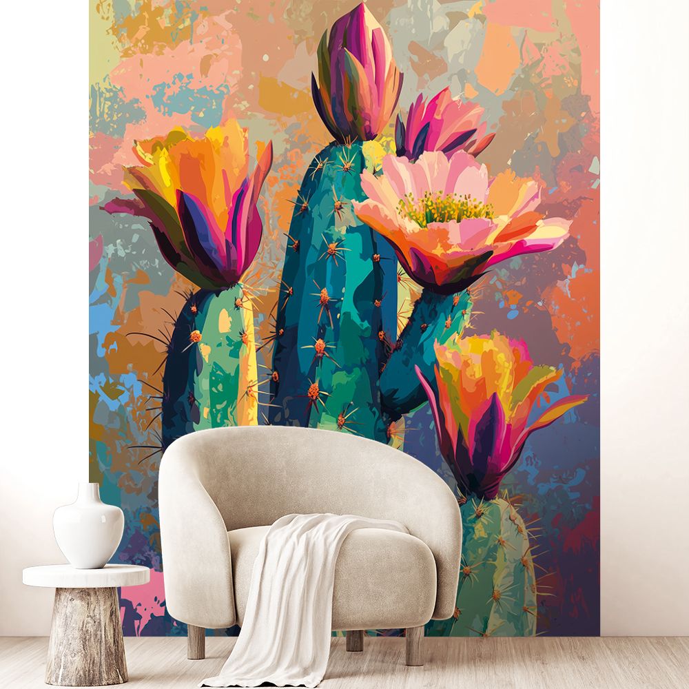Papier peint "Cactus exotique vibrant"