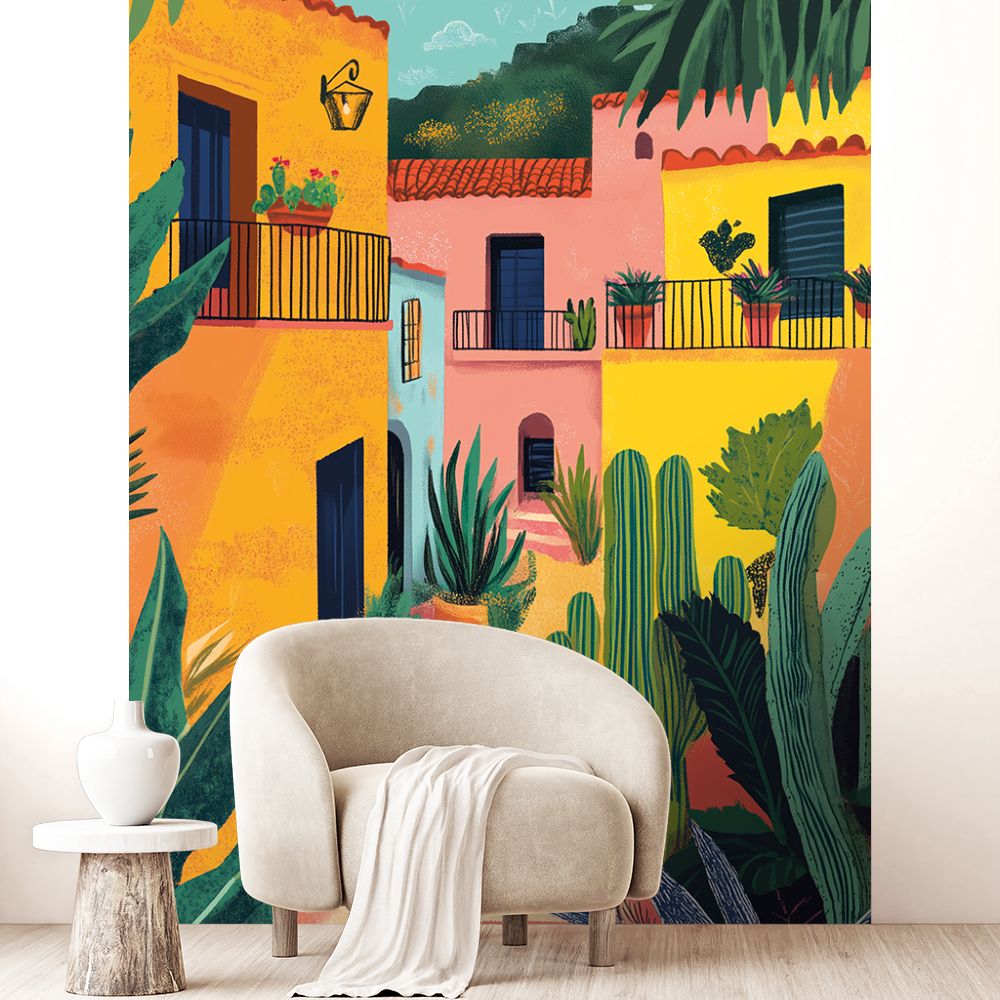 Papier peint "Scène vibrante colorée"