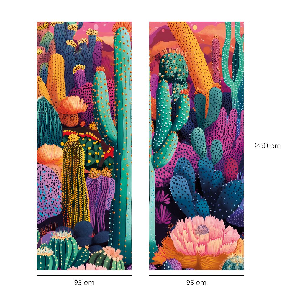 Papier peint "Cactus colorés vifs"