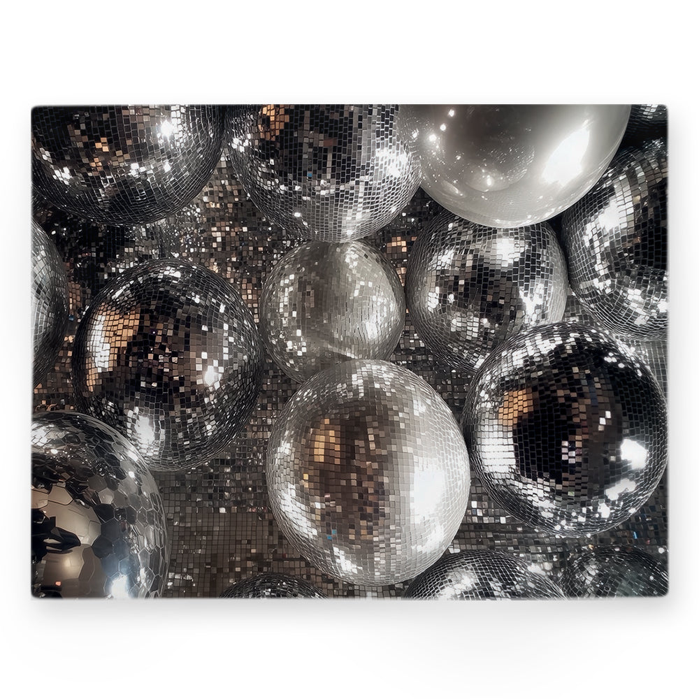 Nappe disco balls – Gris / argent – 140×220 cm