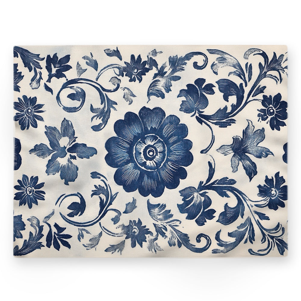 Nappe fleurs – Bleu – 140×220 cm