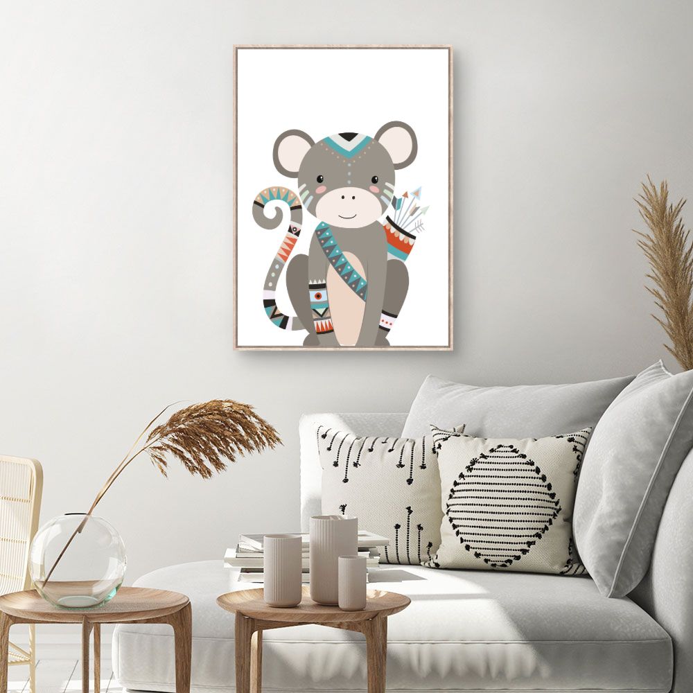 Tableau Singe bohème coloré