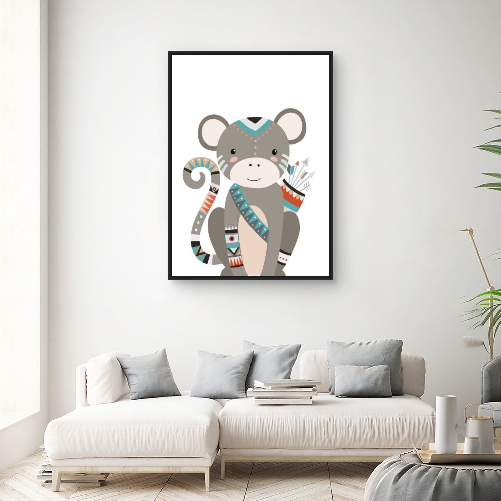 Tableau Singe bohème coloré