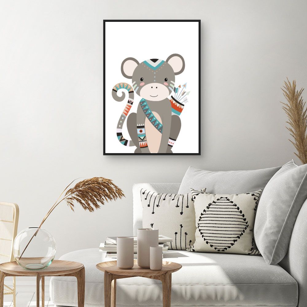 Tableau Singe bohème coloré