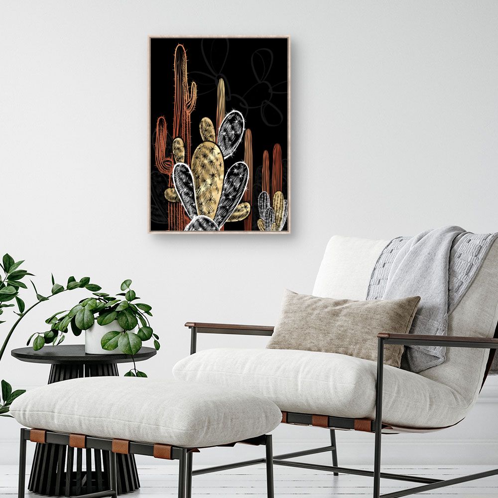 Tableau Cactus dorés élégants