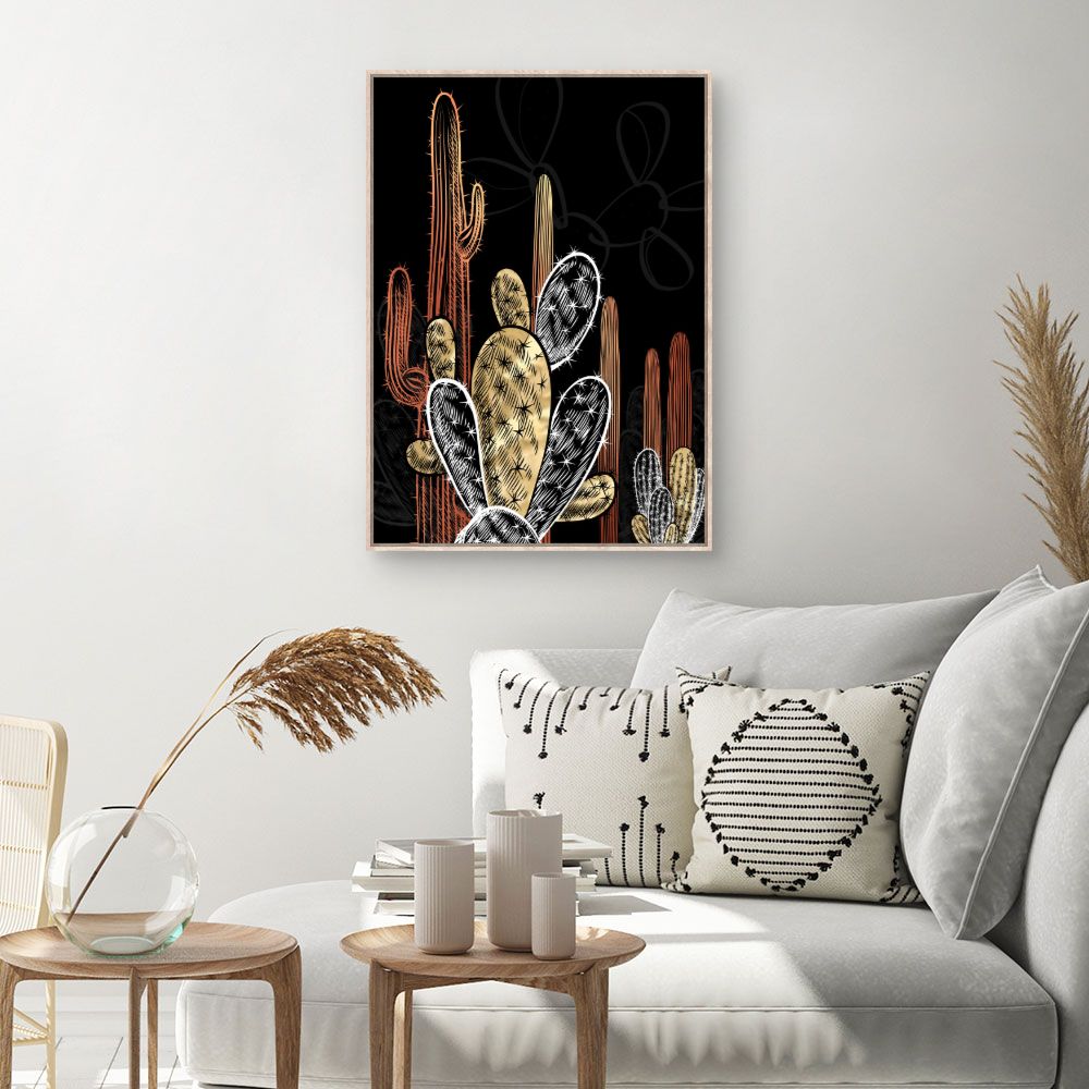 Tableau Cactus dorés élégants