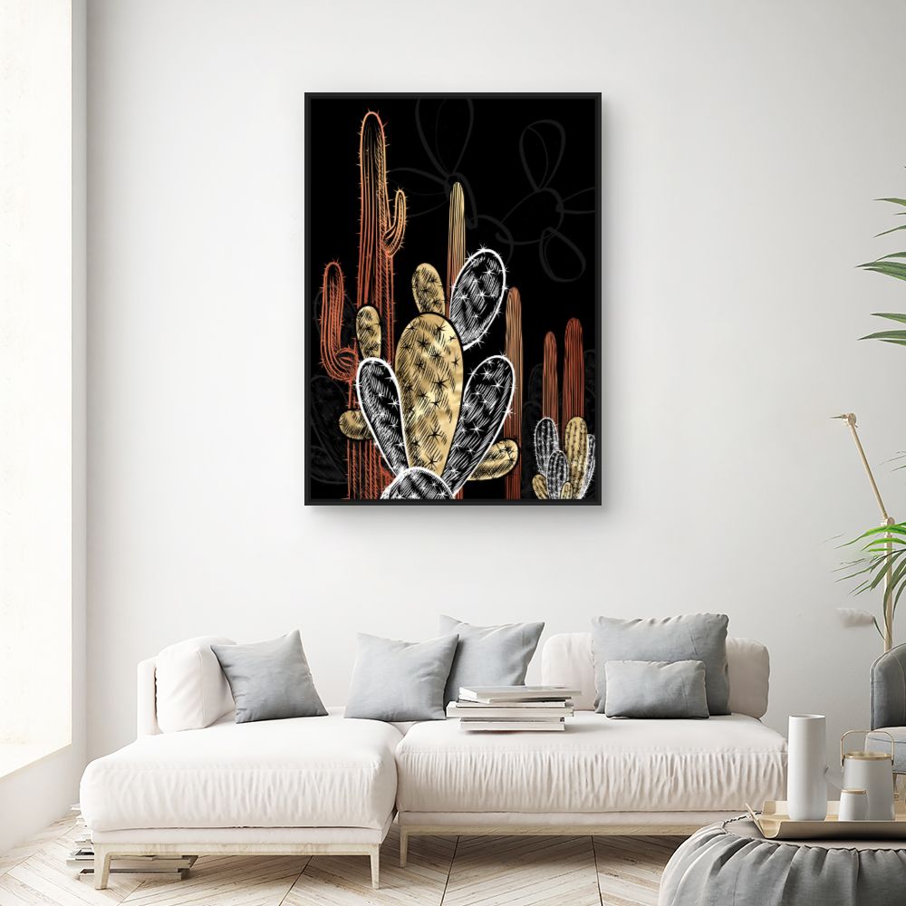 Tableau Cactus dorés élégants