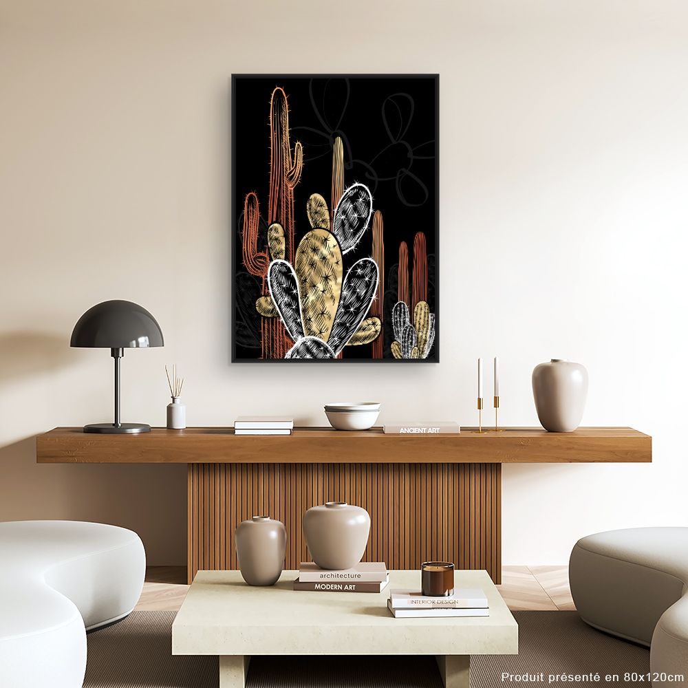 Tableau Cactus dorés élégants