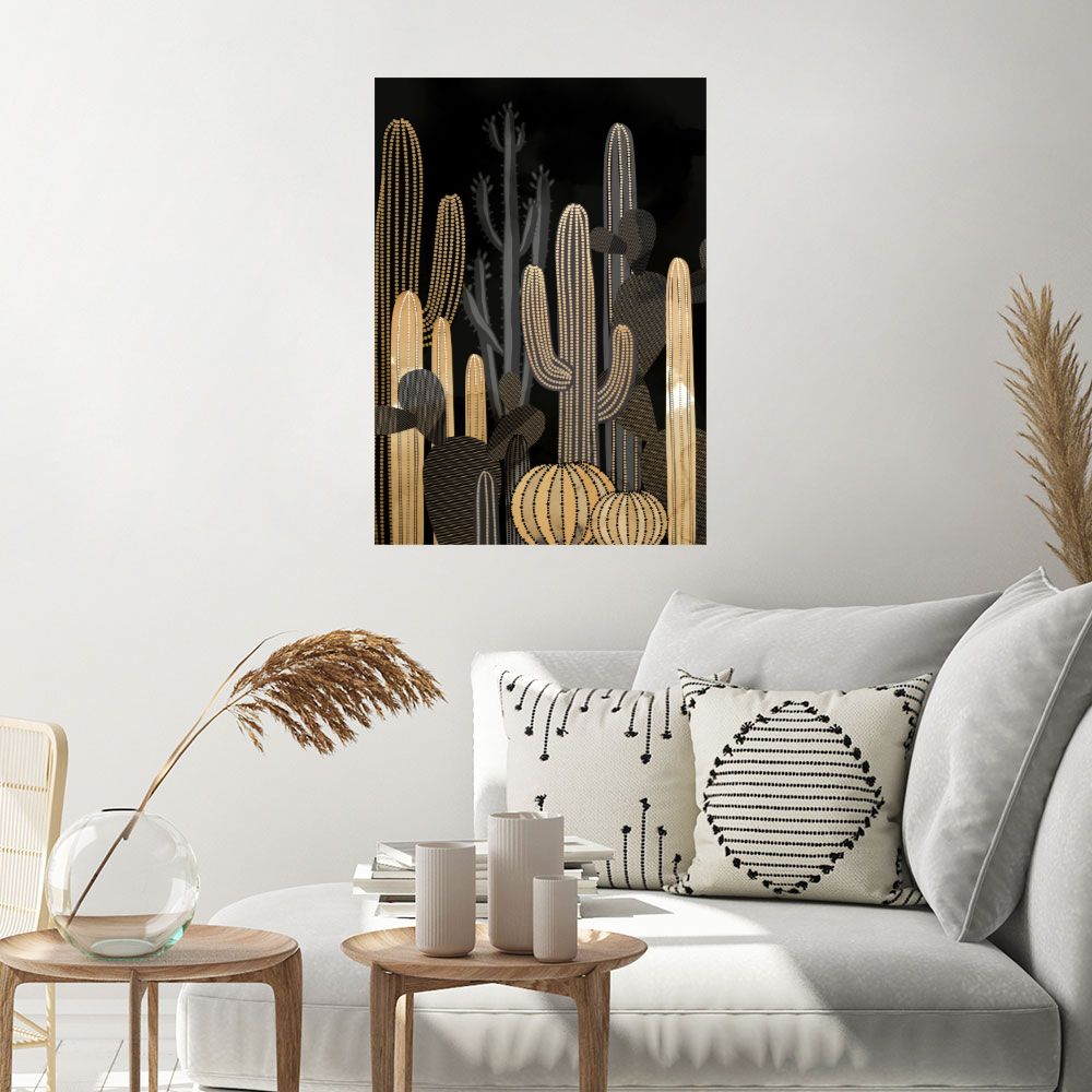Affiche Cactus dorés élégants