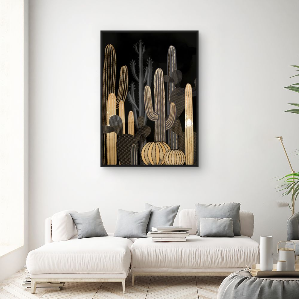 Tableau Cactus dorés