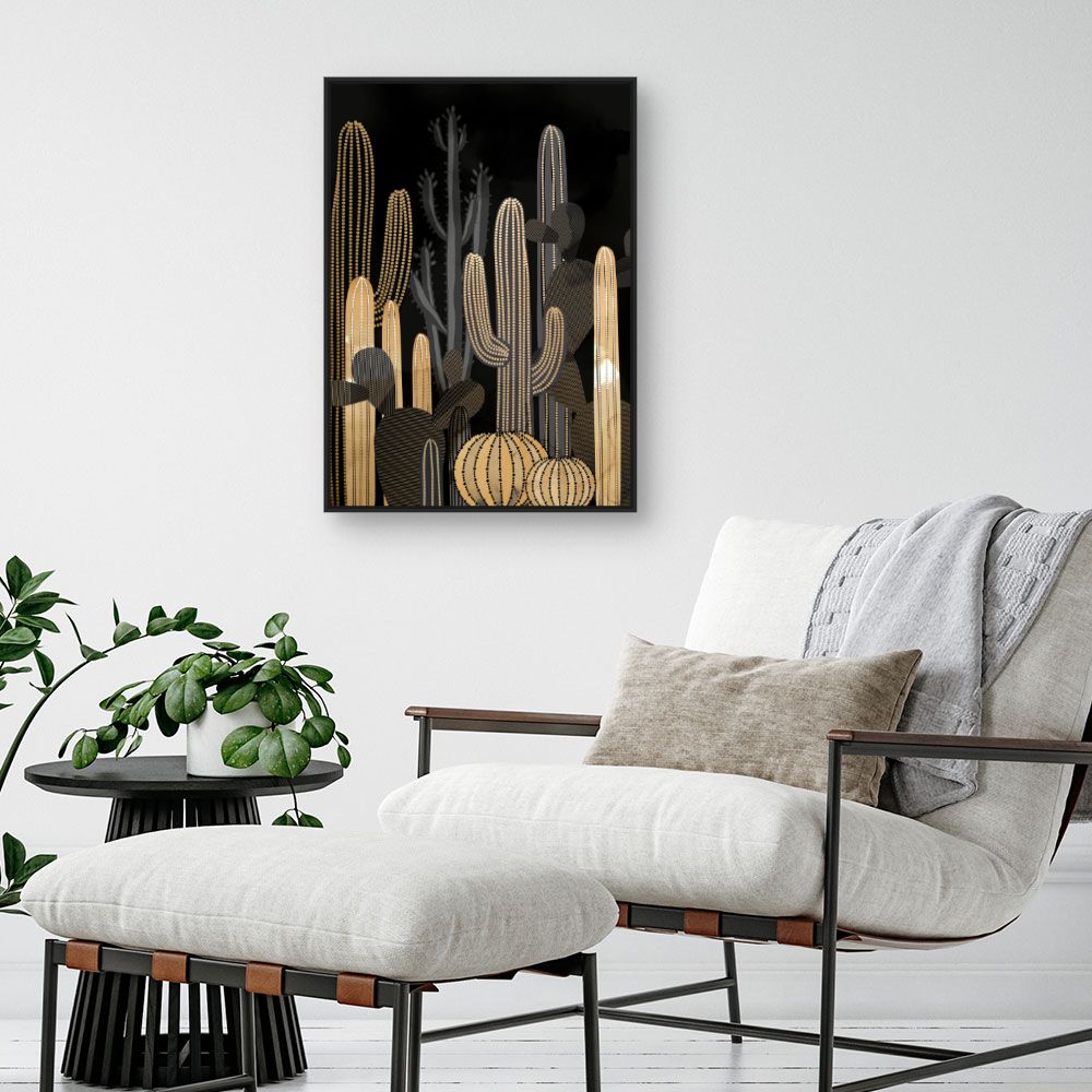 Tableau Cactus dorés