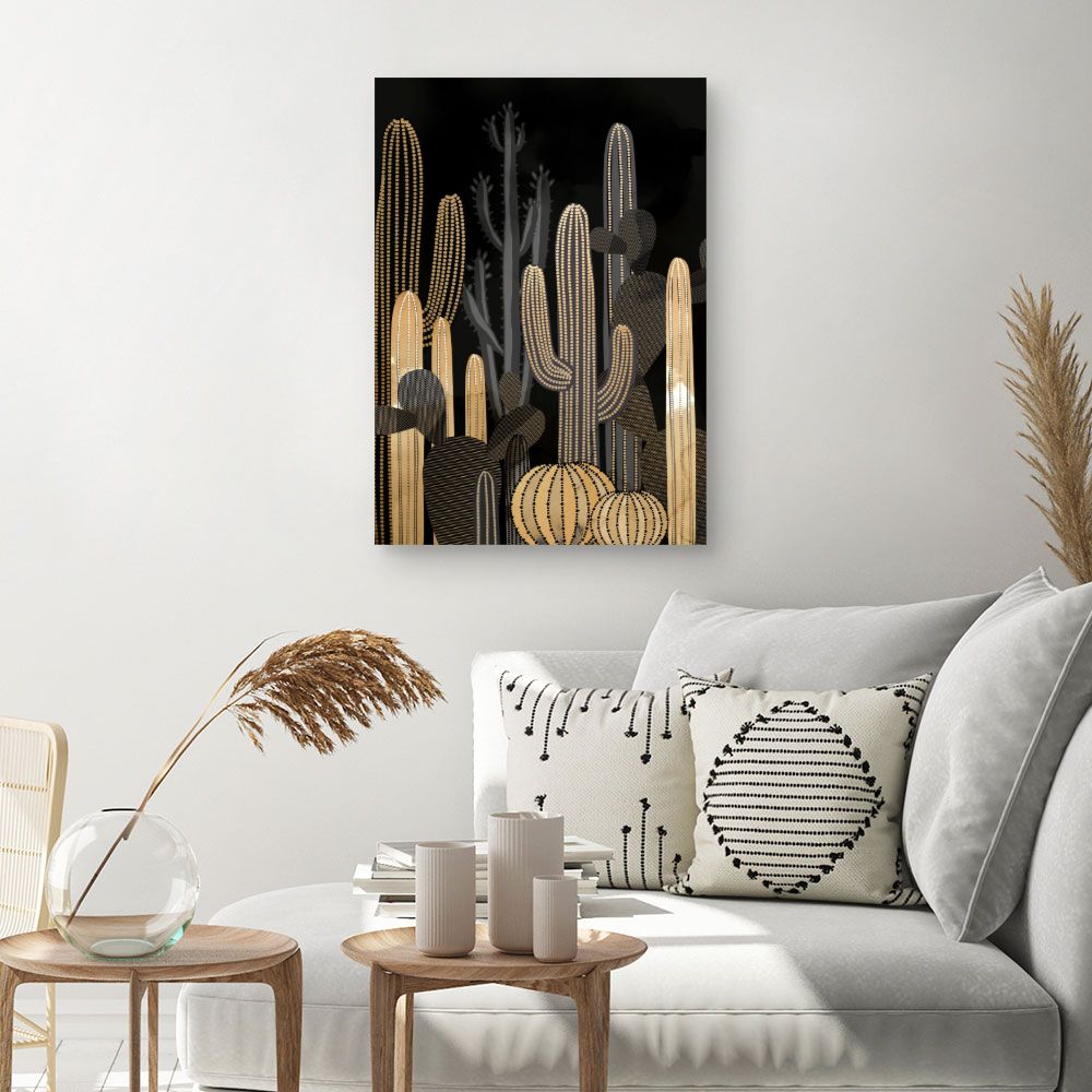 Tableau Cactus dorés