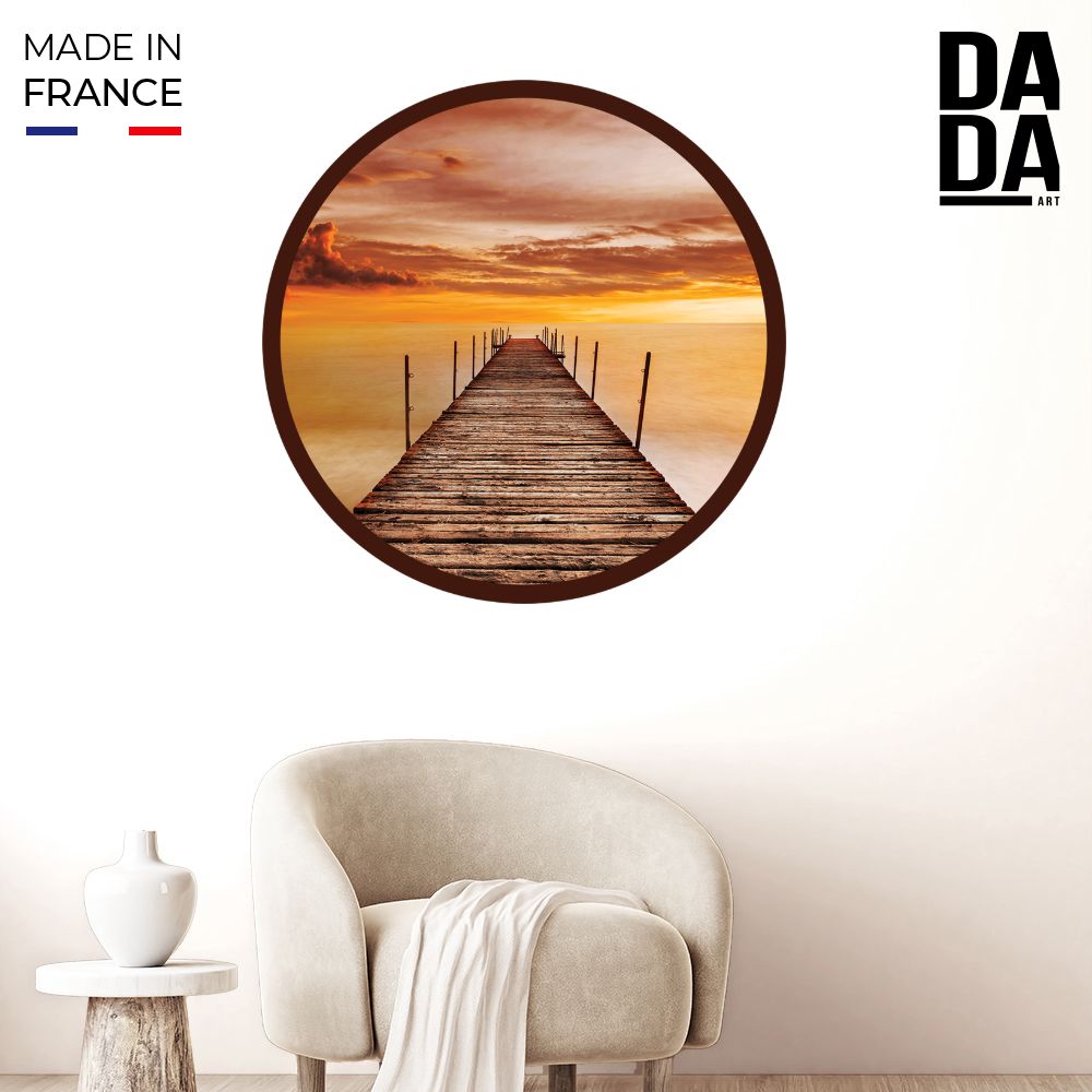 Papier peint rond "Pont au coucher"