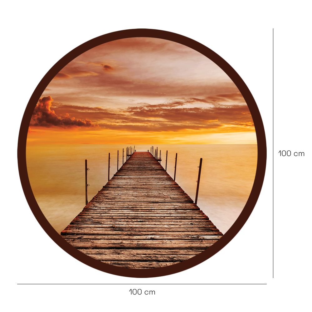 Papier peint rond "Pont au coucher"