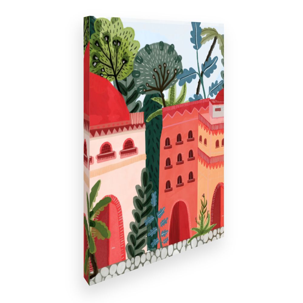 Toile Village coloré