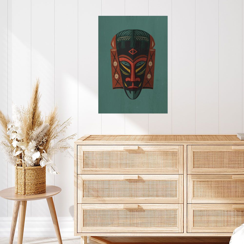 Affiche Masque tribal vibrant