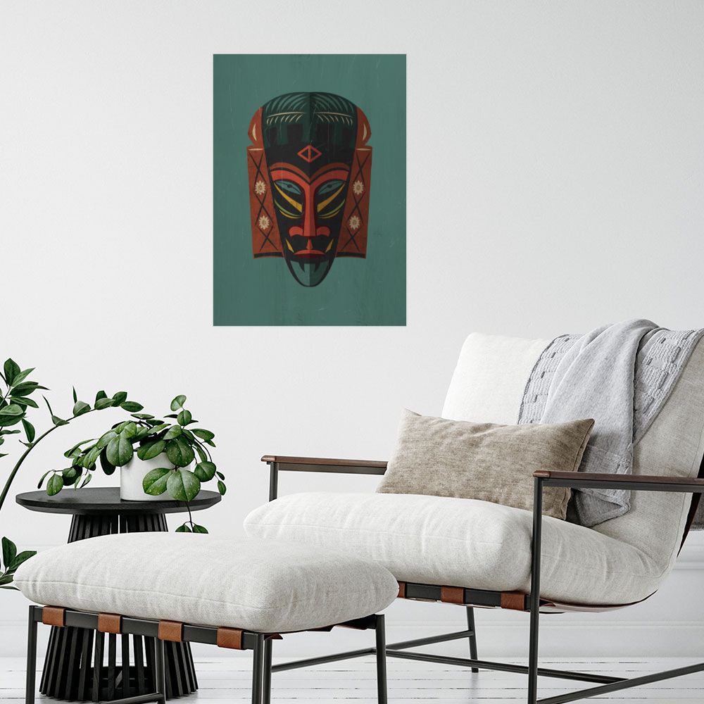 Affiche Masque tribal vibrant