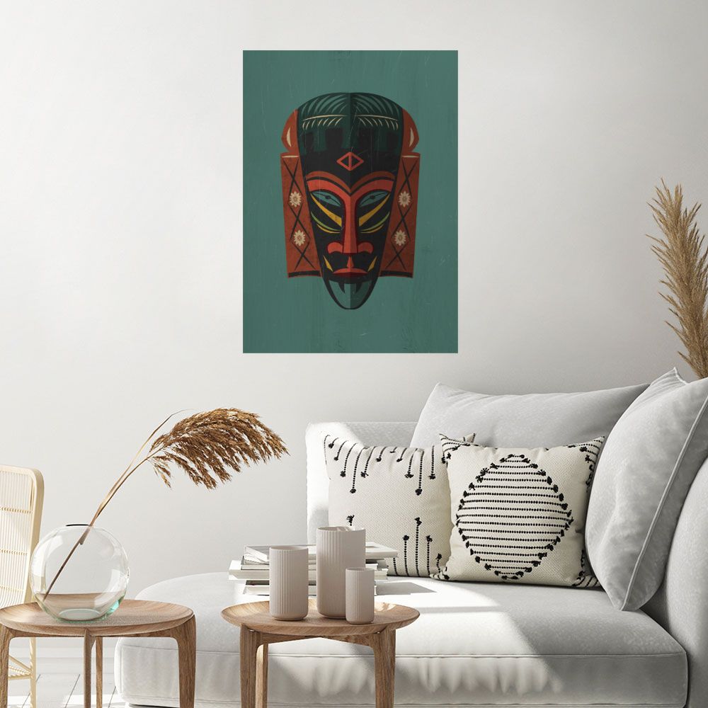 Affiche Masque tribal vibrant