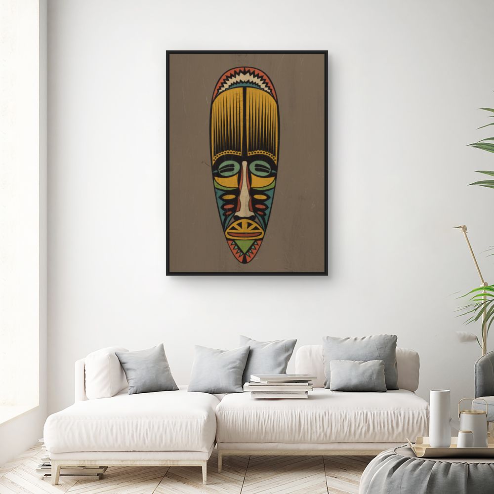 Tableau Masque tribal vibrant