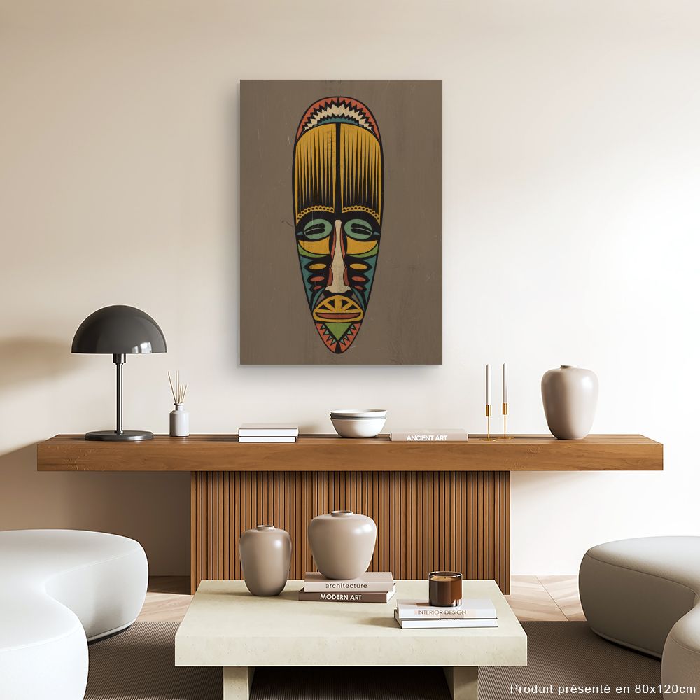 Tableau Masque tribal vibrant