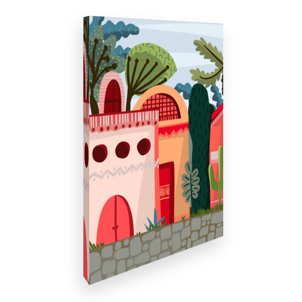 Toile Maisons colorées