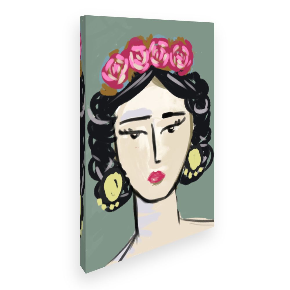 Toile Portrait fleuri