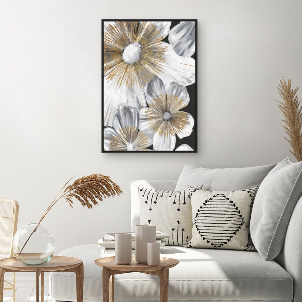 Tableau Fleurs dorées élégantes