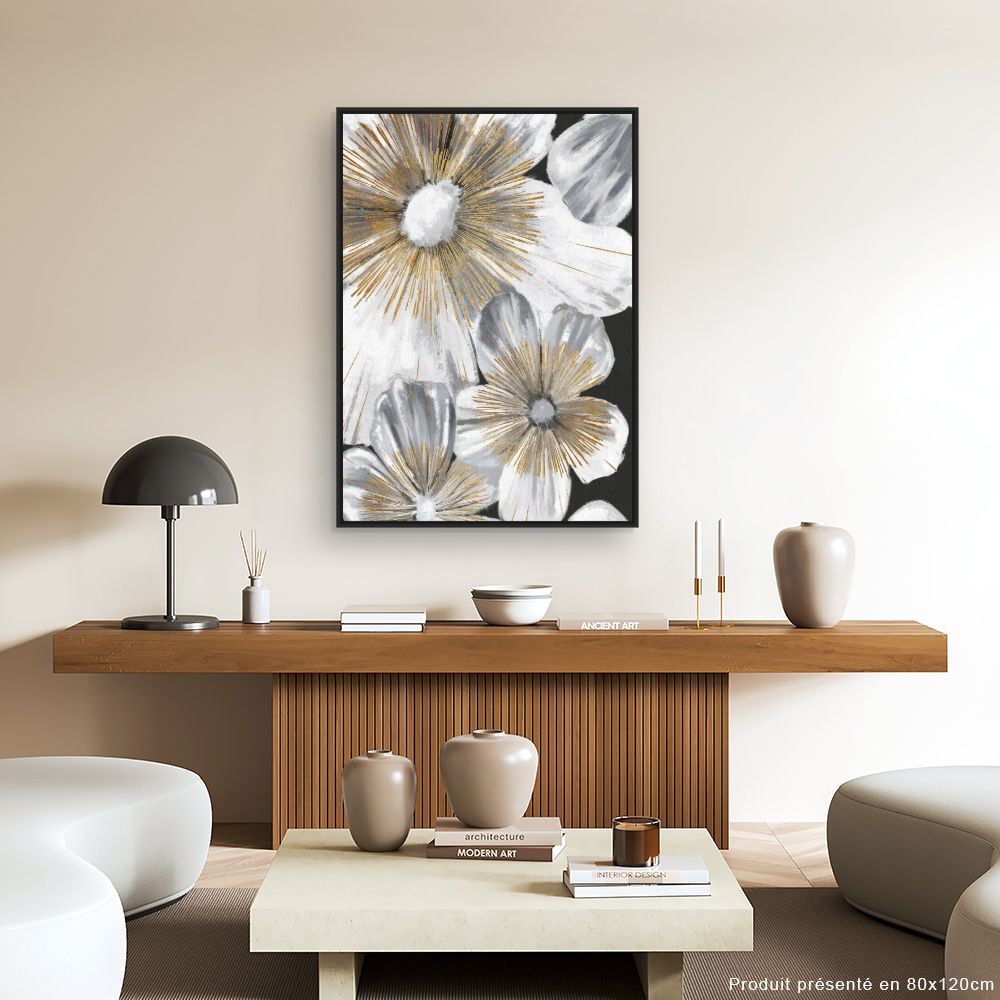 Tableau Fleurs dorées élégantes