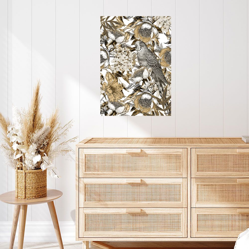 Affiche Perroquet fleuri