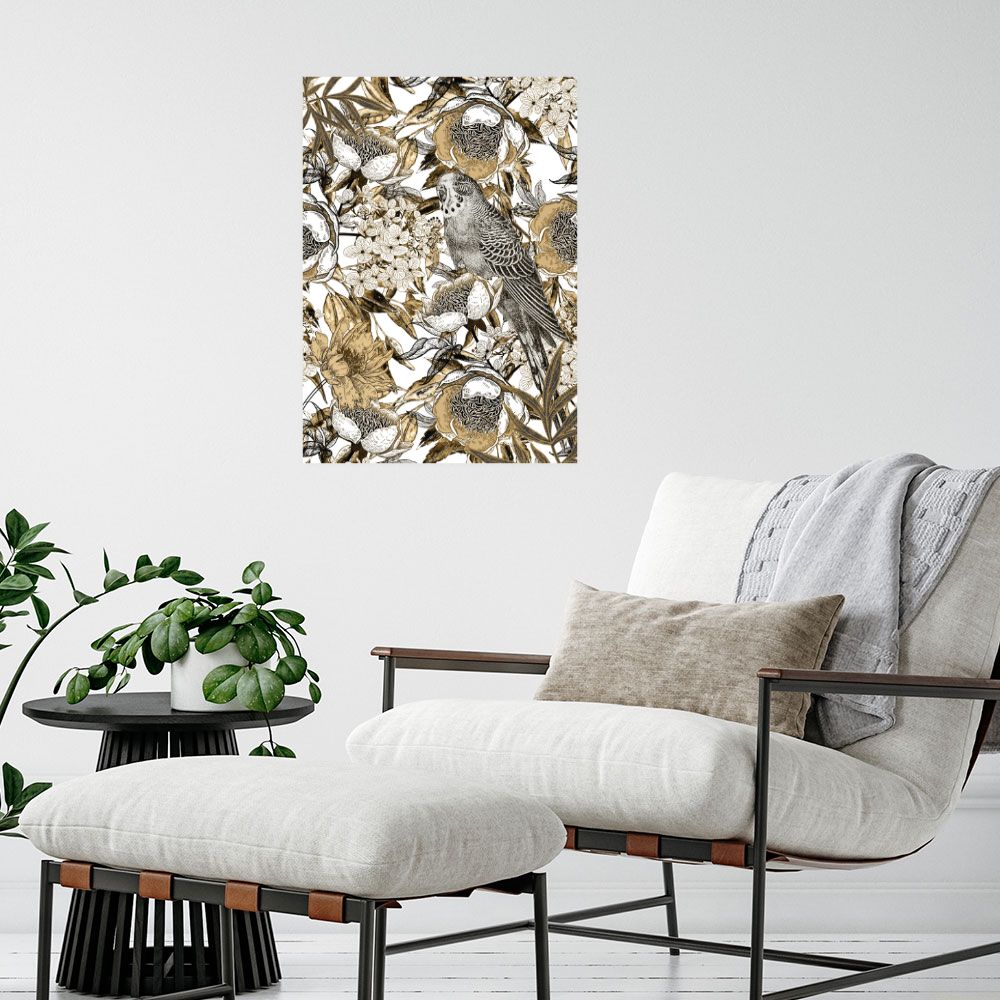 Affiche Perroquet fleuri