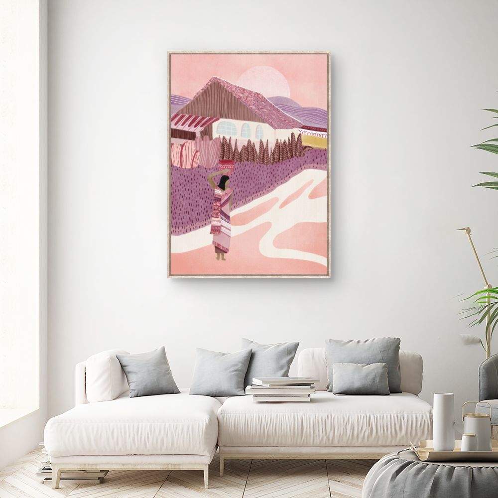 Tableau Scène village idyllique