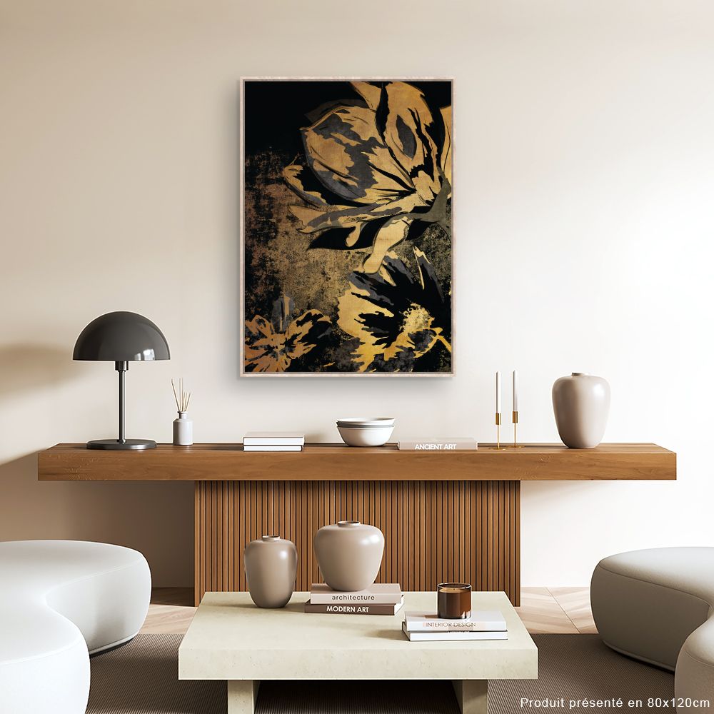 Tableau Fleurs dorées élégantes