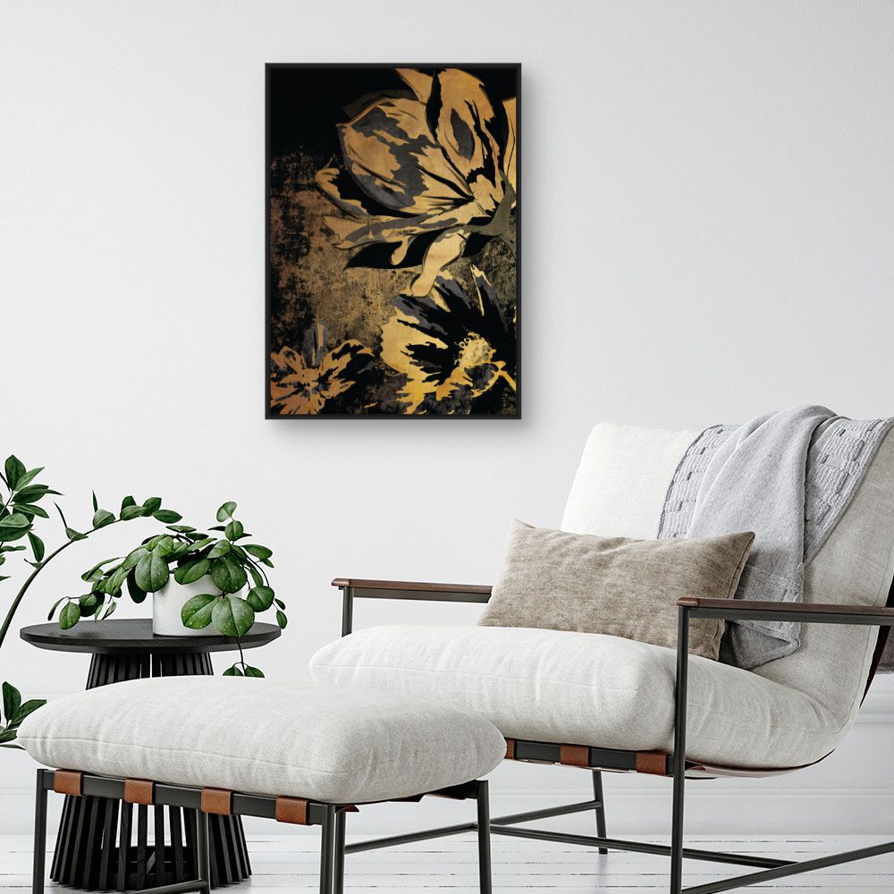 Tableau Fleurs dorées élégantes