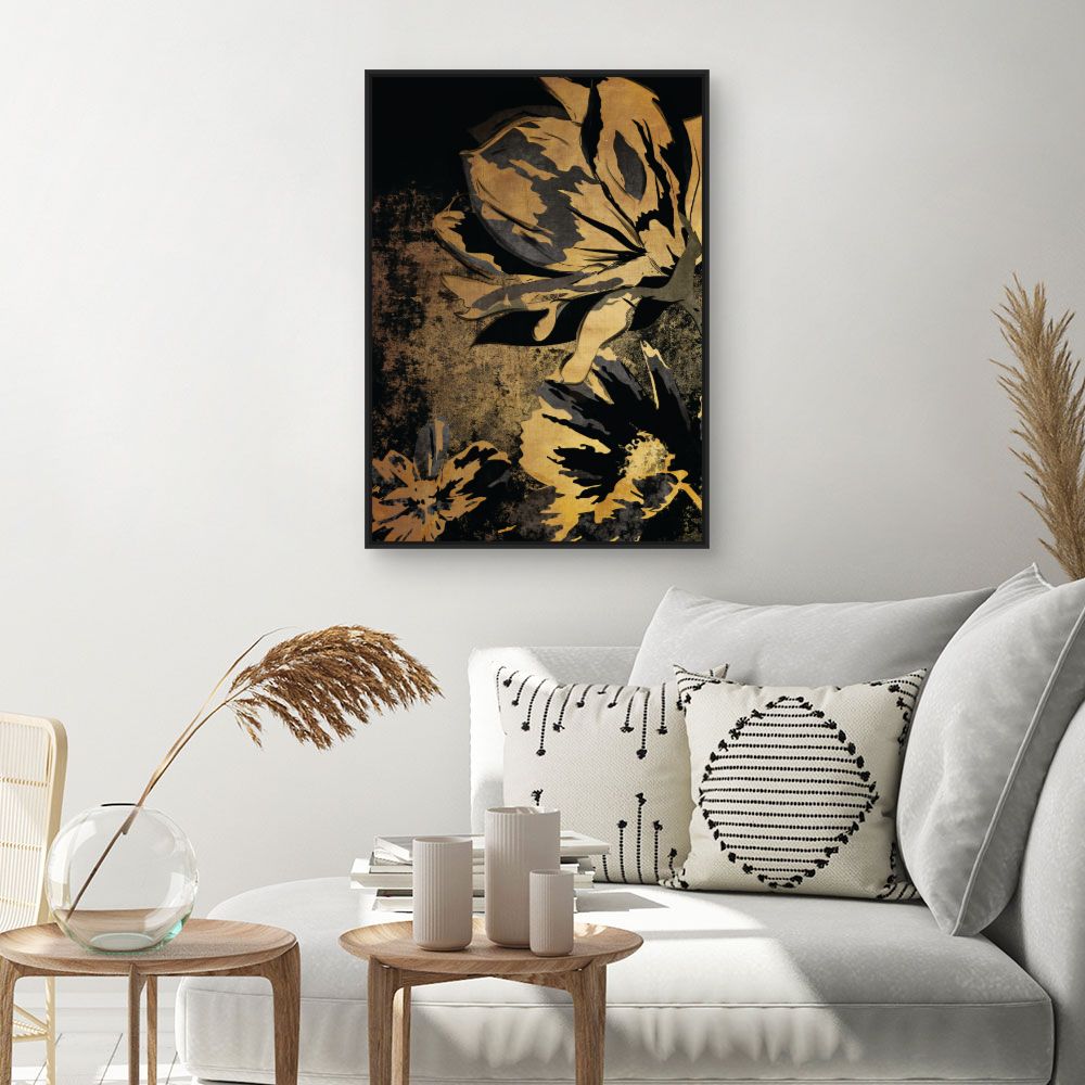 Tableau Fleurs dorées élégantes