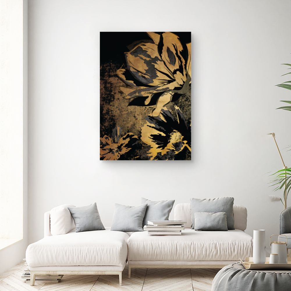 Tableau Fleurs dorées élégantes