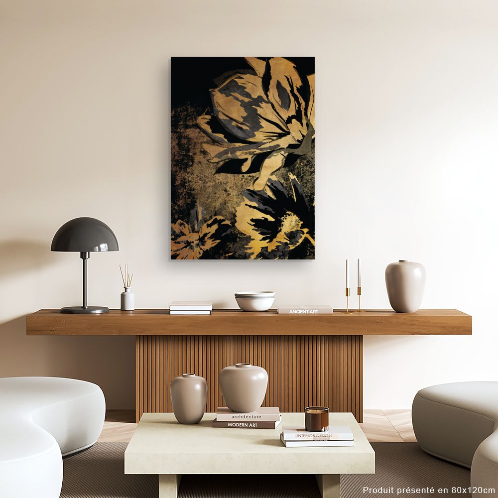 Tableau Fleurs dorées élégantes