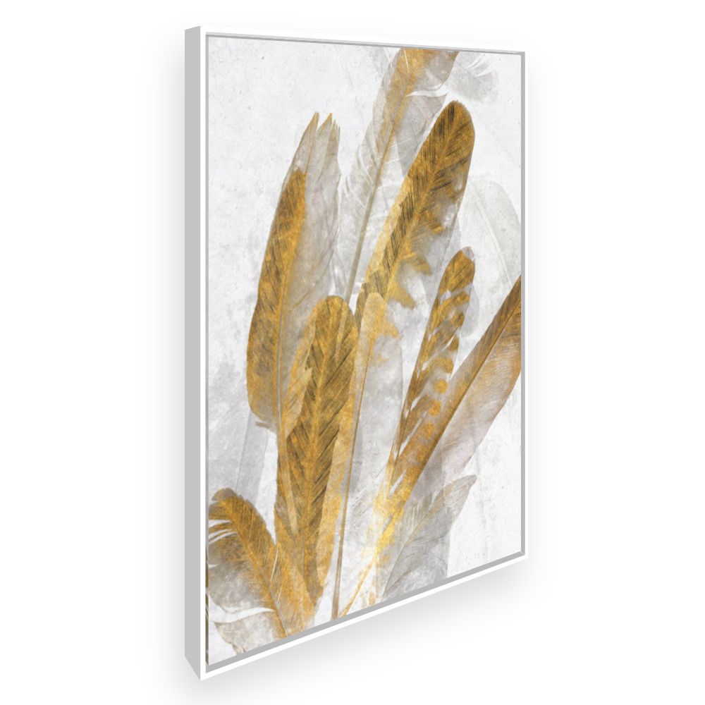 Toile Élégantes plumes dorées