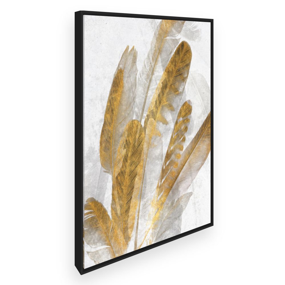 Toile Élégantes plumes dorées
