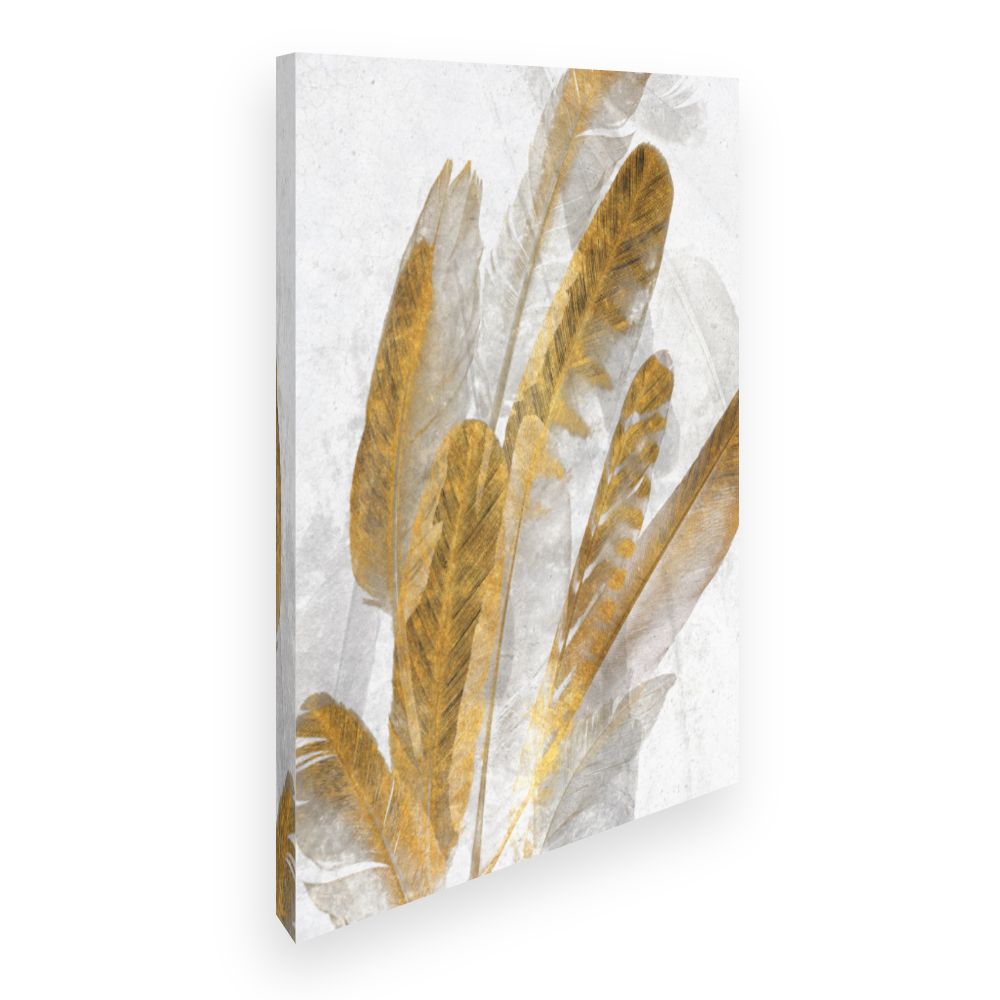 Toile Élégantes plumes dorées