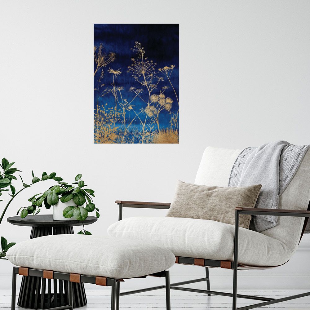 Affiche Fleurs dorées nocturnes