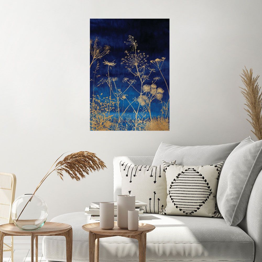 Affiche Fleurs dorées nocturnes