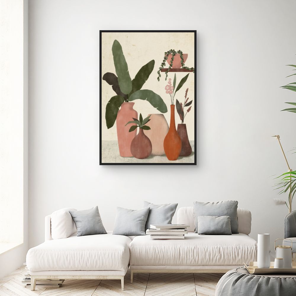 Tableau Vases et feuillage
