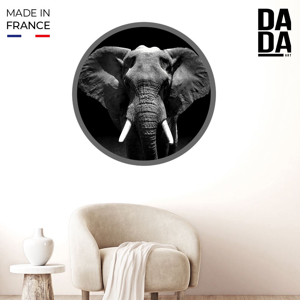 Papier peint rond "Portrait d'éléphant majestueux"