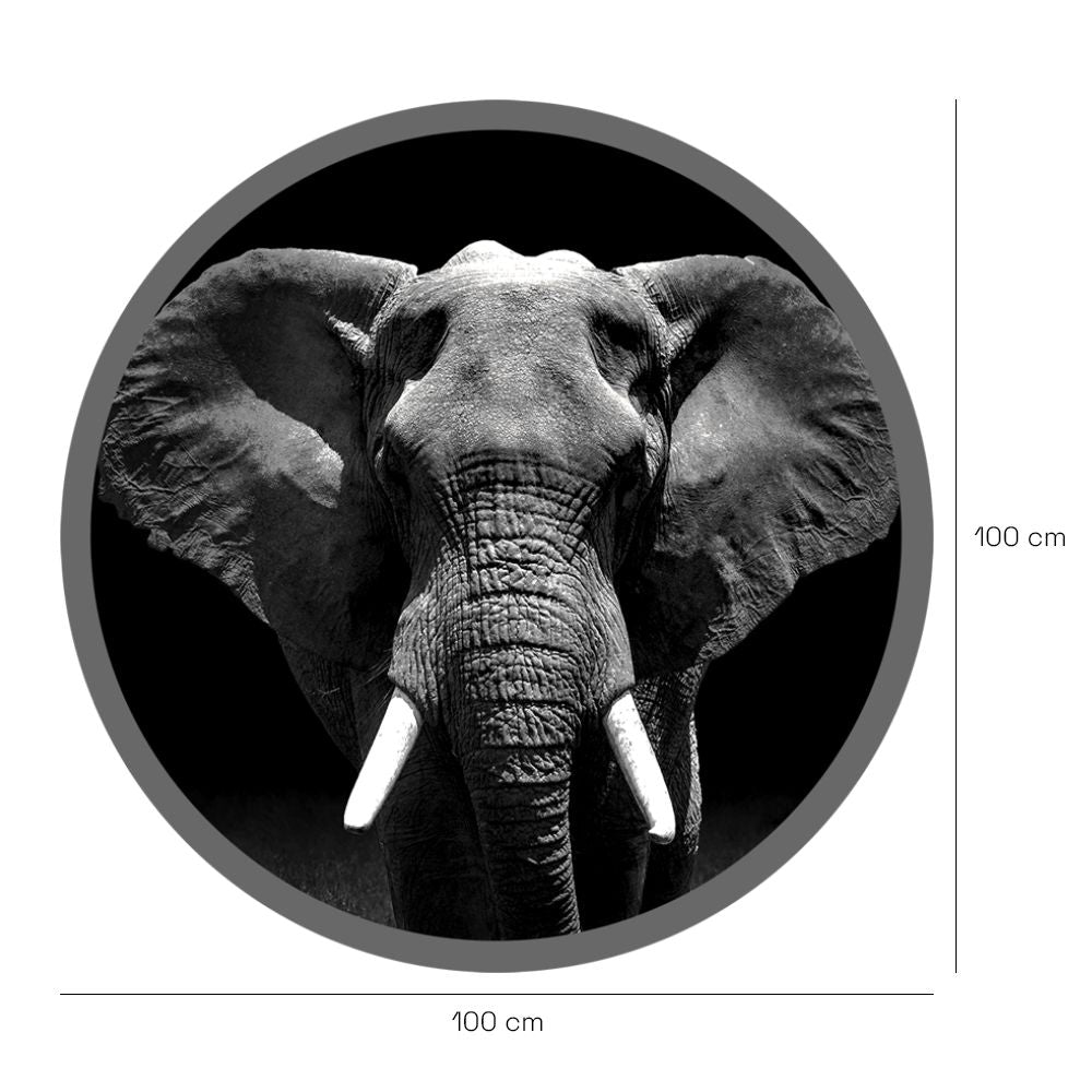 Papier peint rond "Portrait d'éléphant majestueux"