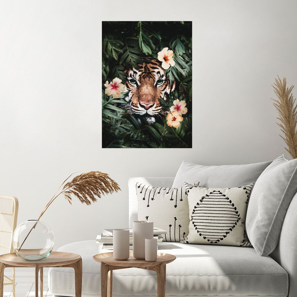 Affiche Tigre floral