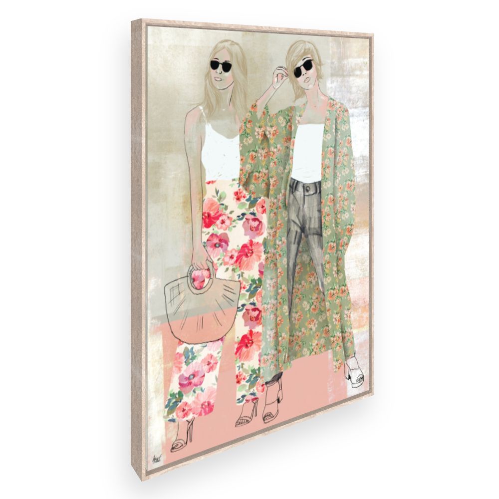 Toile Élégantes silhouettes florales