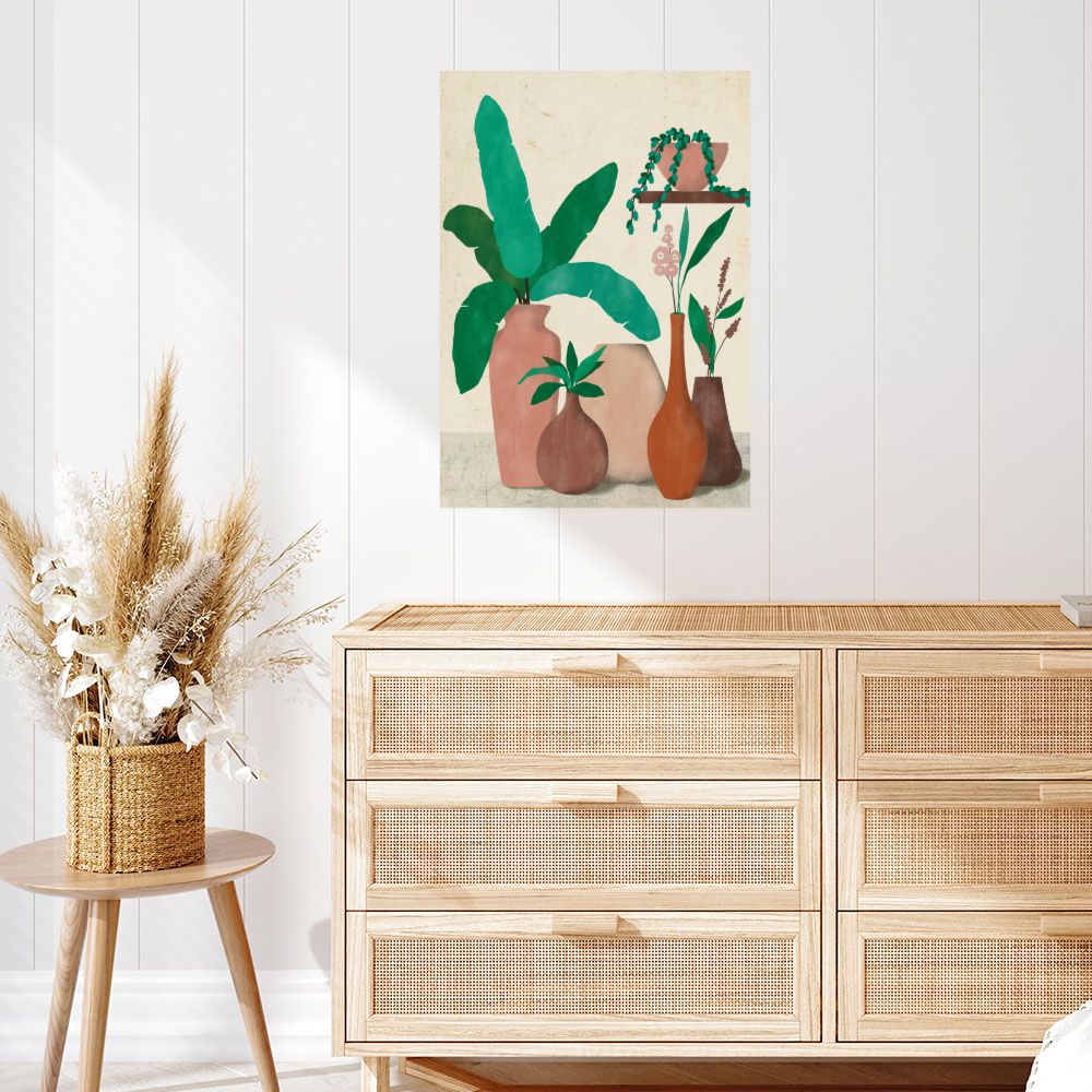 Affiche Vases et feuillage